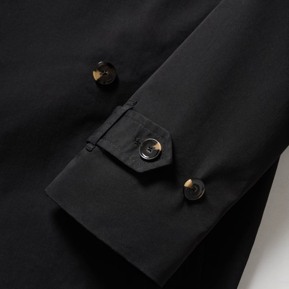 MANGO • Black Angela Trench Coat Winter Rain Jacket Work Classic - Picture 9 of 13